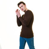 Dark Brown European Wool Luxury Zippered With Sweater Jacket Warm Winter Tailor Fit